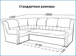 Размери на ъглови дивани