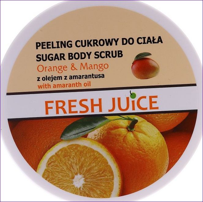 Захарен скраб с пресен сок от портокал и манго
