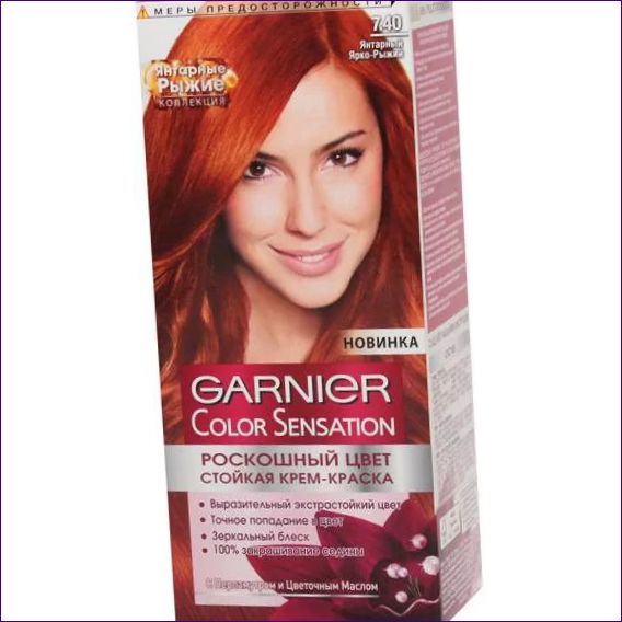 Боя за коса Garnier Color Sensation, нюанс #7.40, кехлибарено ярко червено
