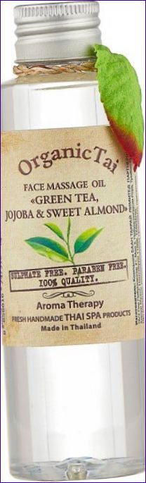 OrganicTai Масажно масло за лице Зелен чай, жожоба, сладък бадем