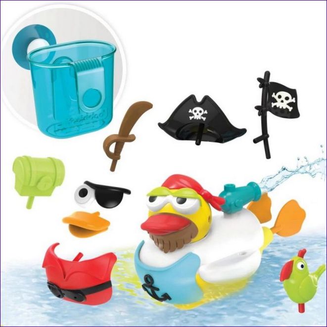Играчка за баня Yookidoo Пиратска патица с водно витло и аксесоари